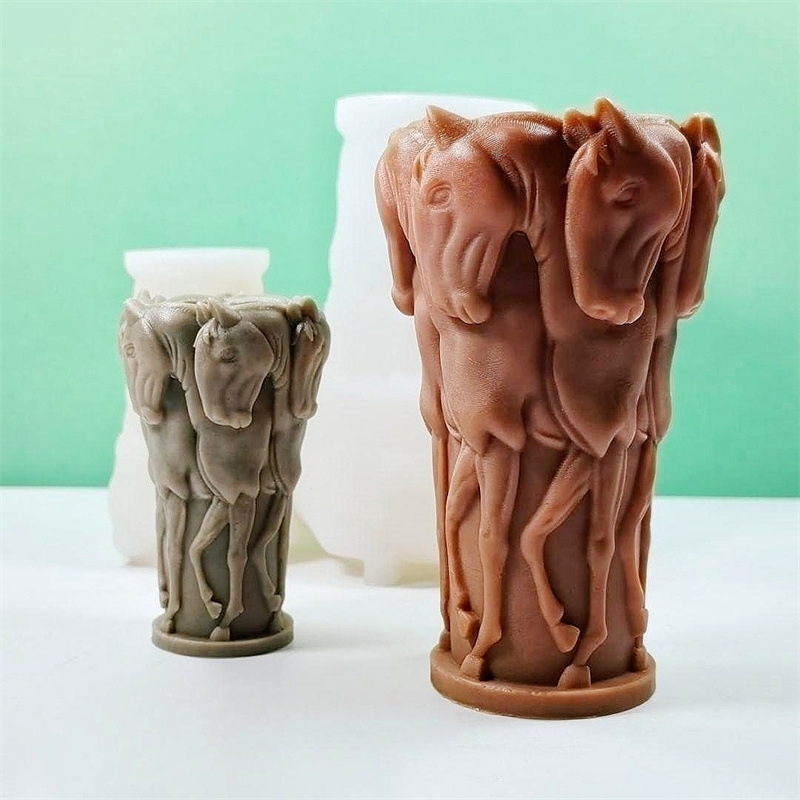 Resin Art Sculptures - Estatua de caballo de hierba, vela,