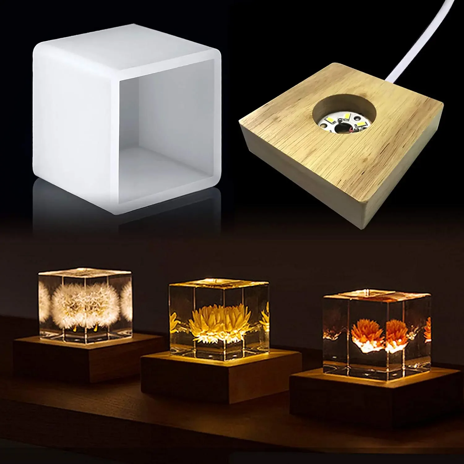 Resin Art And Wood - Molde de resina de luz cuadrada,
