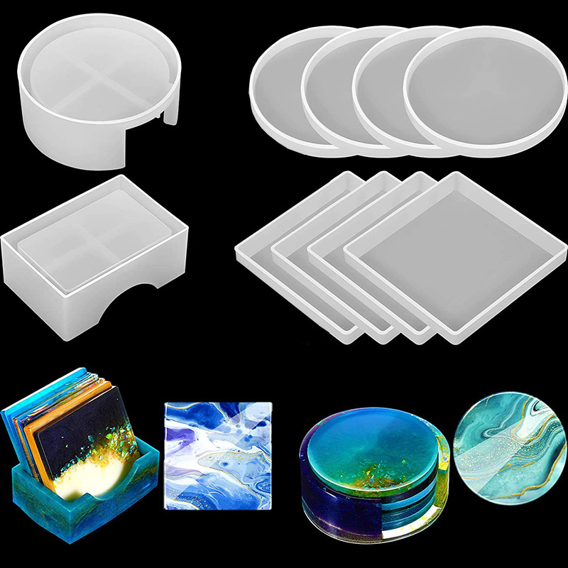 Coaster Mold Square - 5 unids/set DlY posavasos de resina