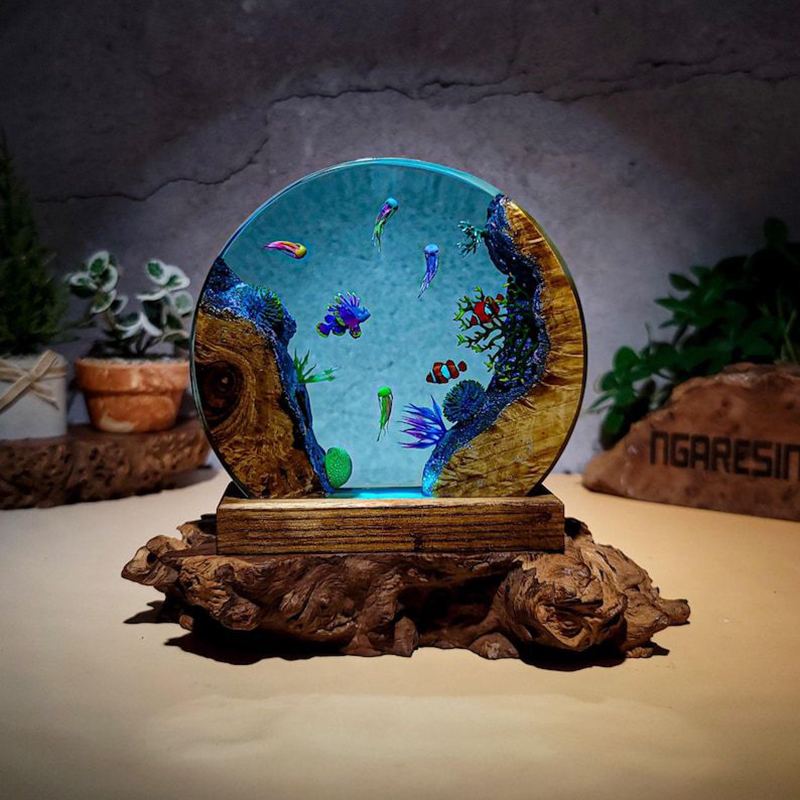Resin Artist - Lámpara de Mesa de Resina con