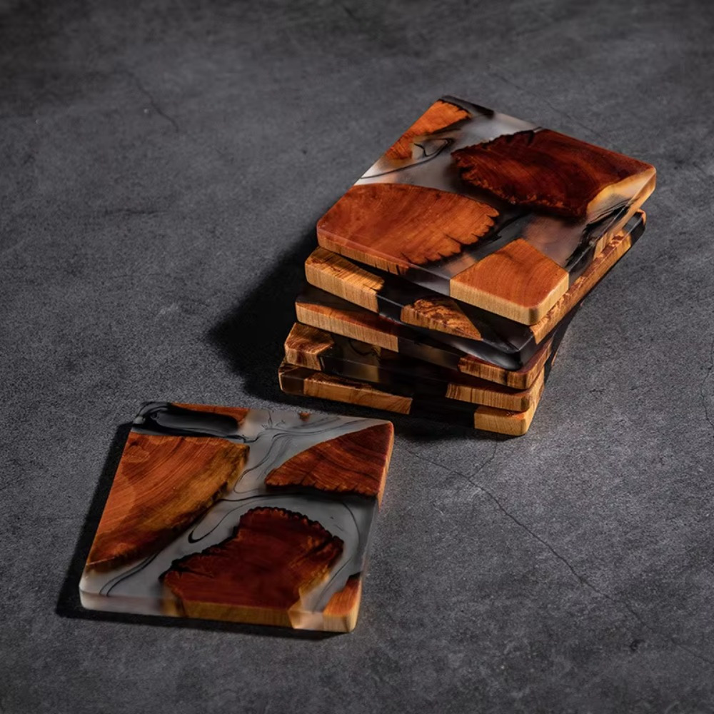 Resin Art Coffee Table - Posavasos de resina de madera, cojín