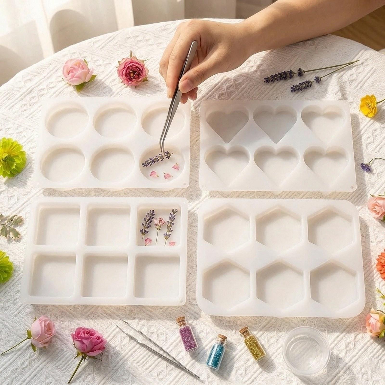 Coaster Mold Square - 4 Moldes de Resina Profunda para