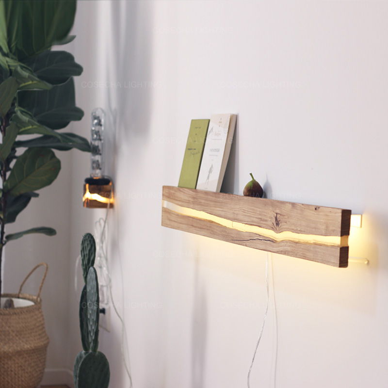 Resin Art And Wood - Lámparas de pared con grietas de