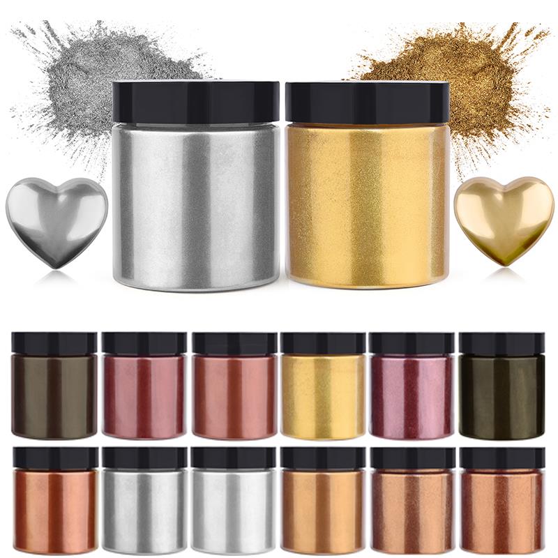 Resin Art Acrylic - 50g brillo metálico oro plata Color