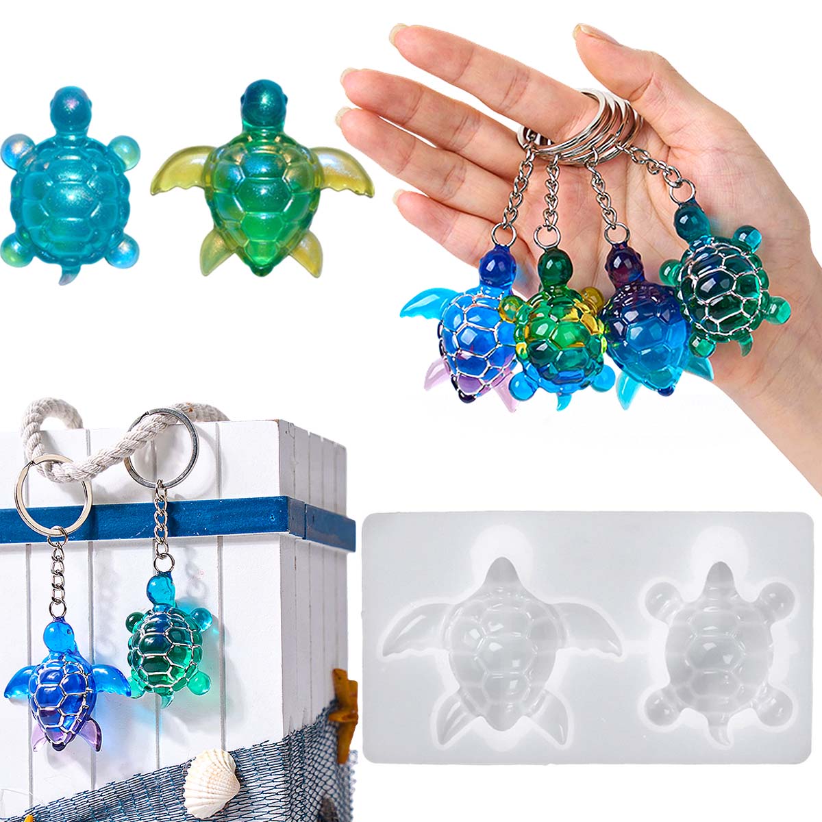 Resin Art Acrylic - LLavero de tortuga marina 3D, molde