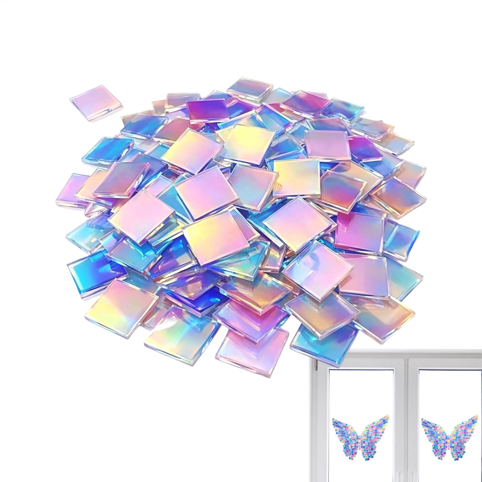 Resin Art Acrylic - Cuadrados acrílicos holográficos, 100 piezas, láminas