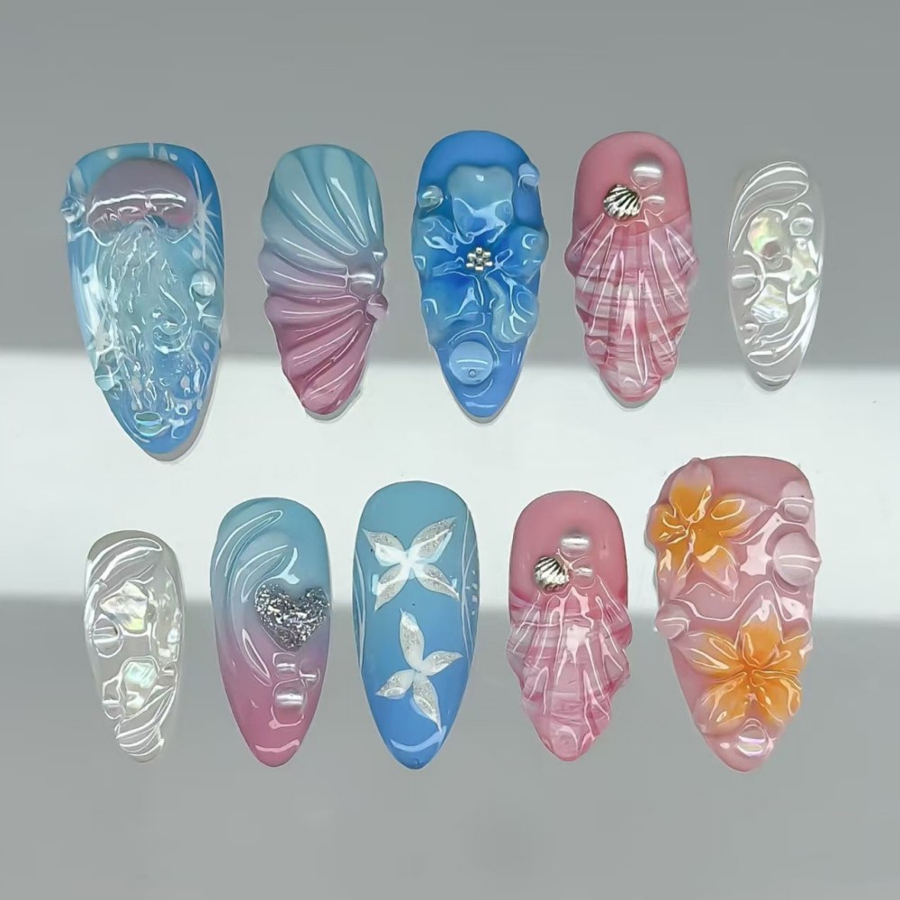 24 Uñas Postizas de Lujo Color - Resin Art Flower reseña y precio