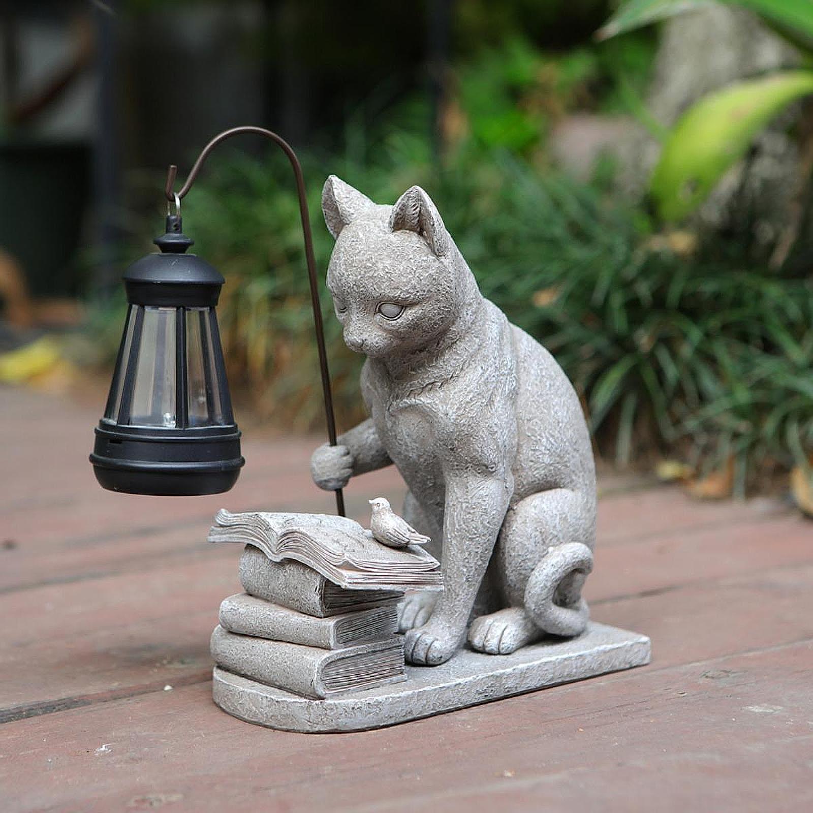 Mini estatua Solar de gato par - Resin Art Sculptures reseña y precio