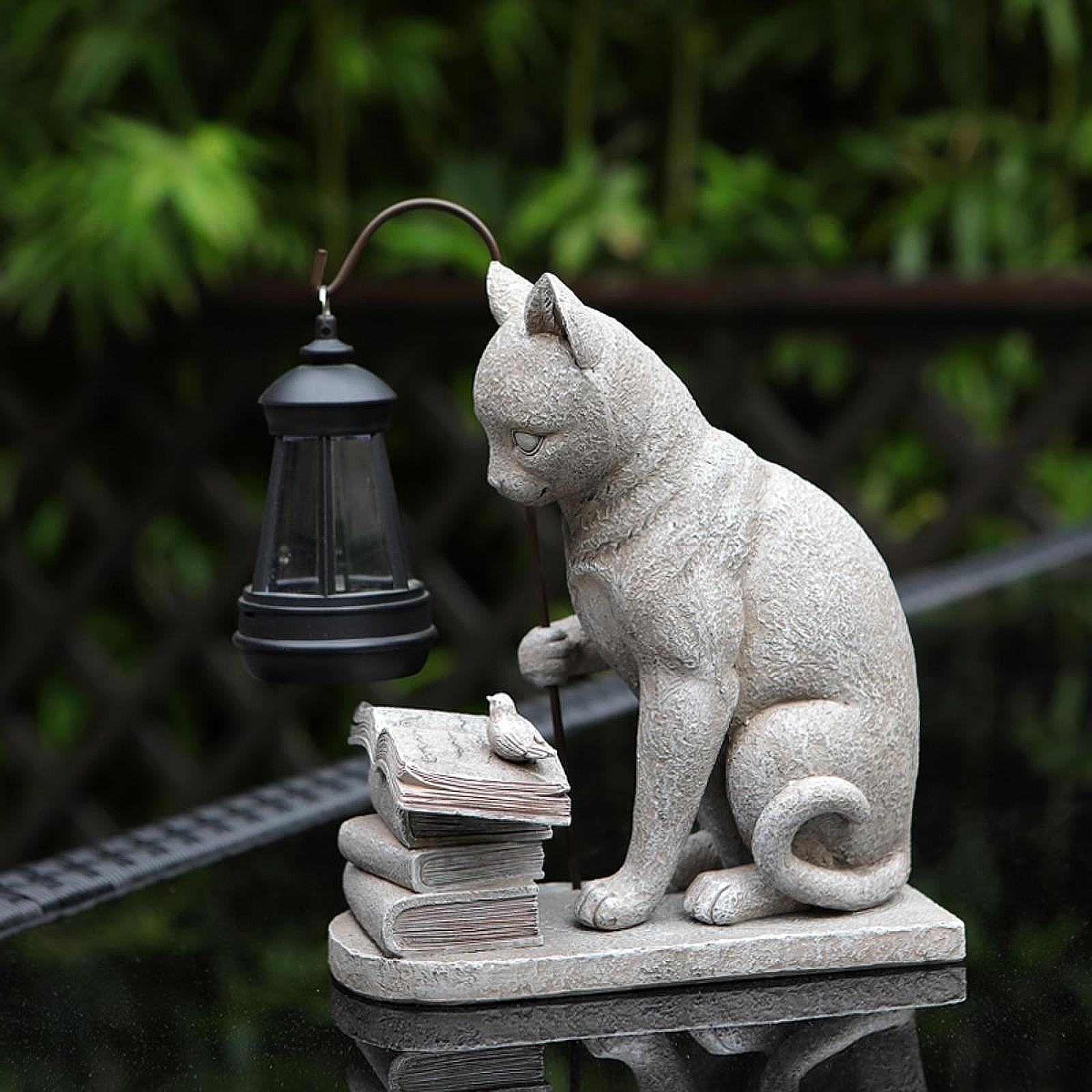 Mini estatua Solar de gato par - Resin Art Sculptures reseña y precio