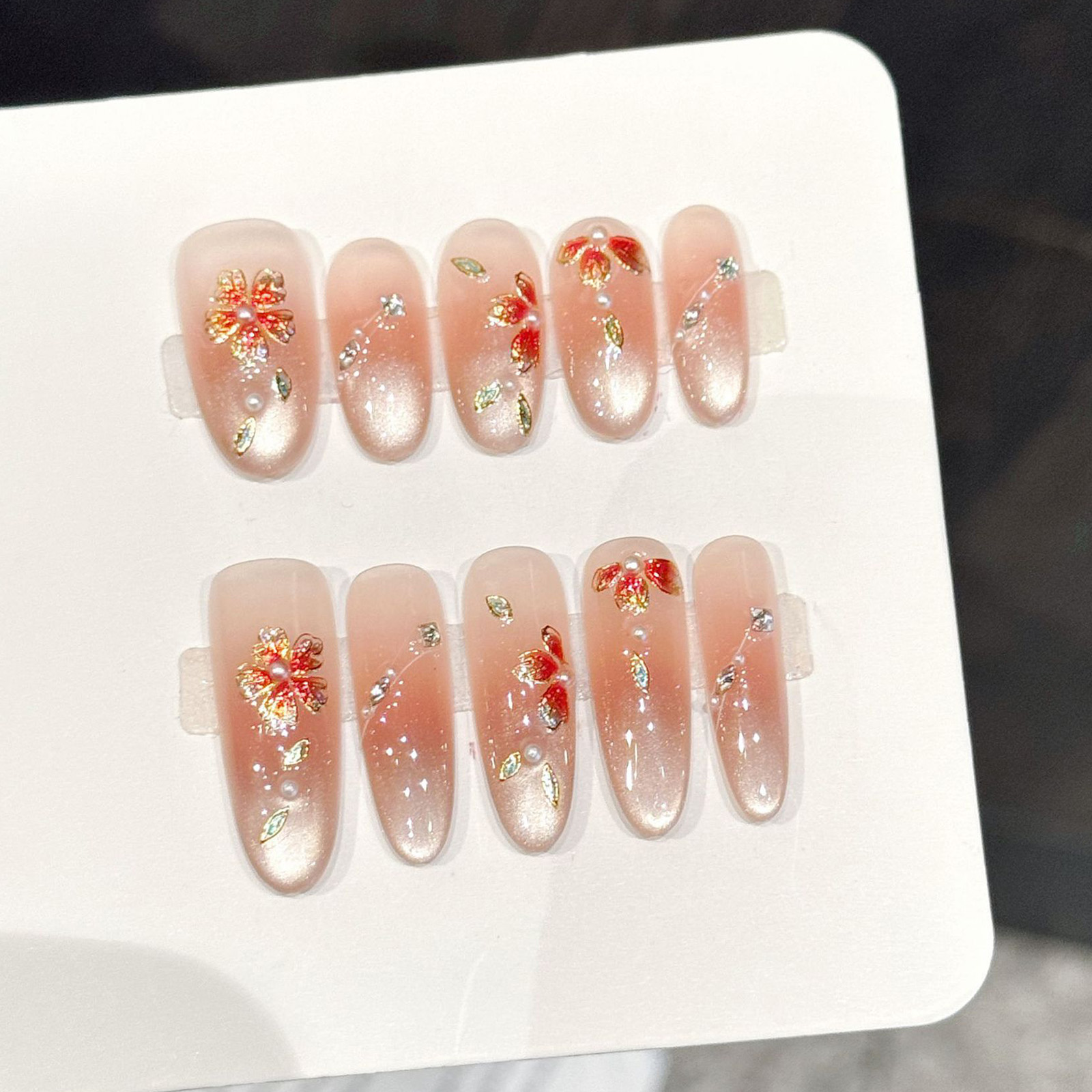 10 Uds uñas postizas hechas a  - Resin Art Flower reseña y precio
